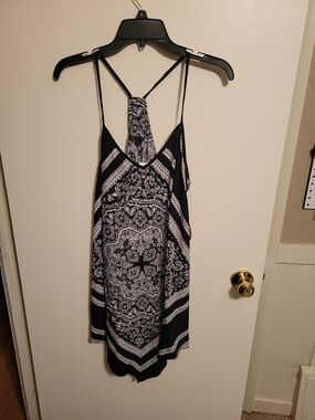 BeBop Black and White Paisley Racerback Camisole